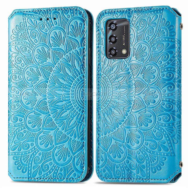 Funda de Cuero Cartera con Soporte Patron de Moda Carcasa S01D para Oppo F19 Azul