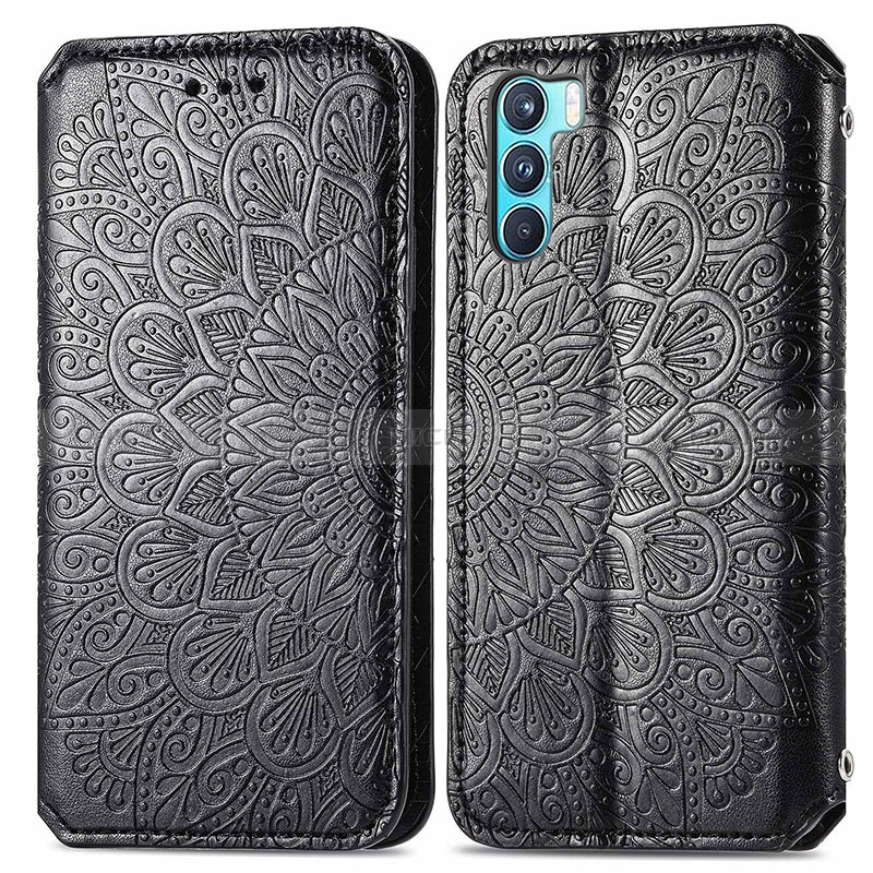 Funda de Cuero Cartera con Soporte Patron de Moda Carcasa S01D para Oppo K9 Pro 5G Negro