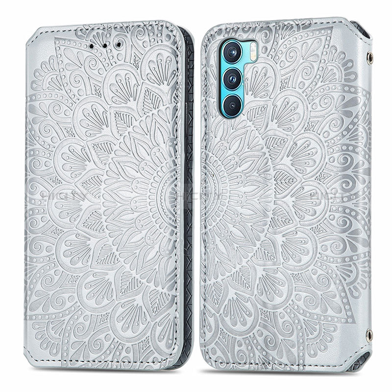 Funda de Cuero Cartera con Soporte Patron de Moda Carcasa S01D para Oppo K9 Pro 5G Plata