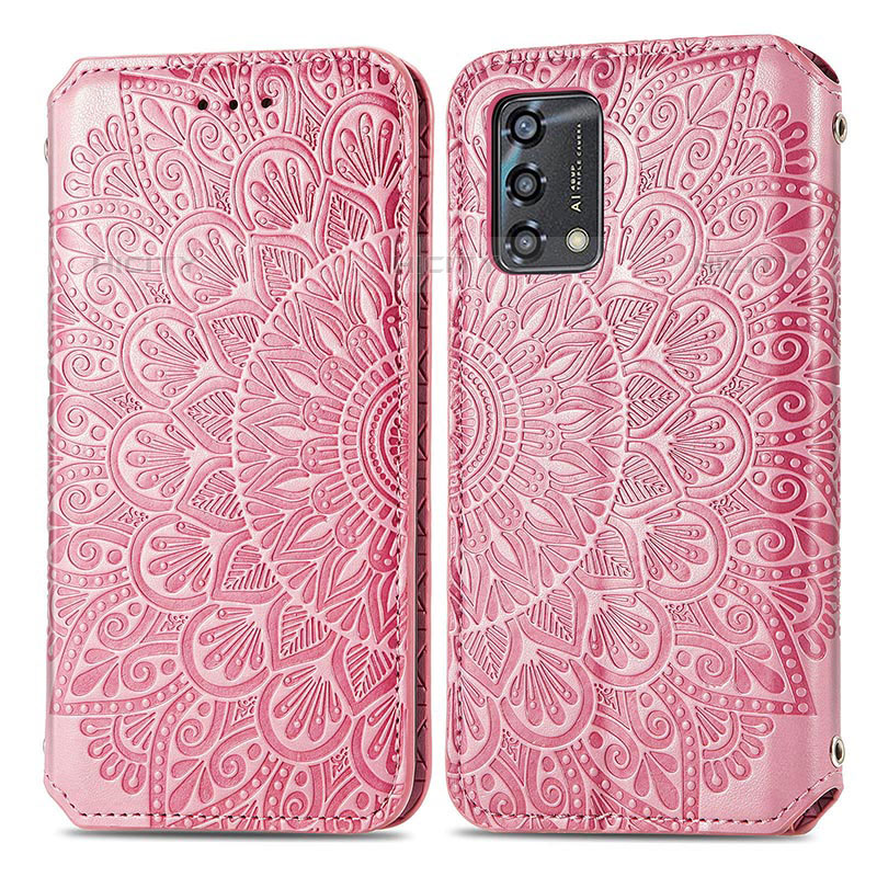 Funda de Cuero Cartera con Soporte Patron de Moda Carcasa S01D para Oppo Reno6 Lite Oro Rosa