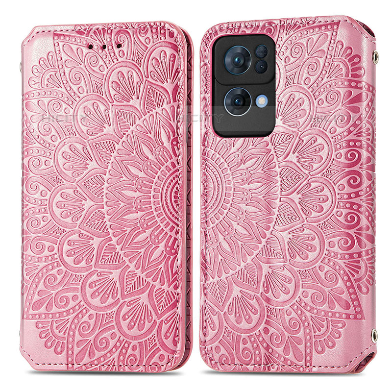 Funda de Cuero Cartera con Soporte Patron de Moda Carcasa S01D para Oppo Reno7 Pro 5G Oro Rosa