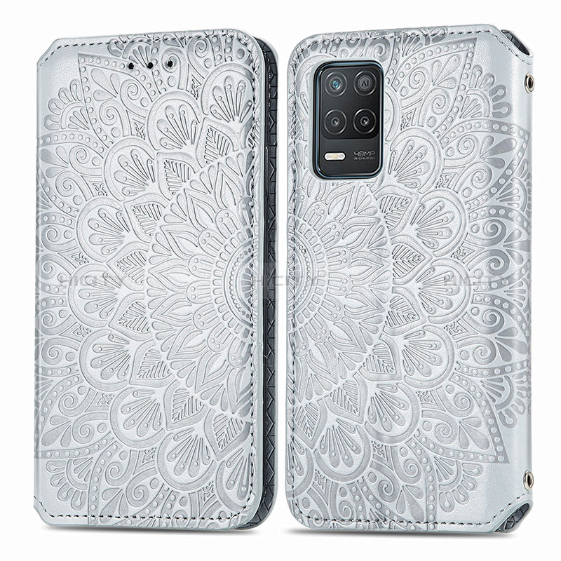 Funda de Cuero Cartera con Soporte Patron de Moda Carcasa S01D para Realme 8 5G Plata