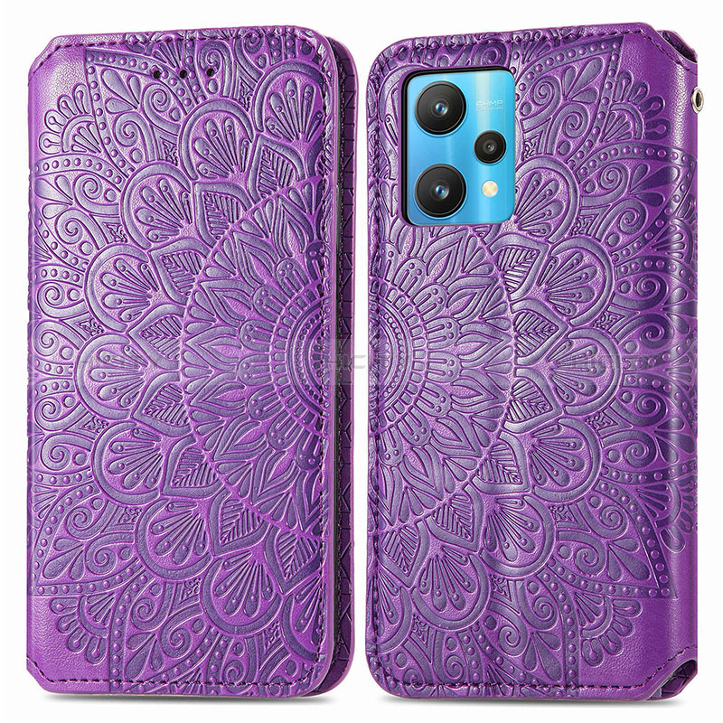 Funda de Cuero Cartera con Soporte Patron de Moda Carcasa S01D para Realme 9 Pro+ Plus 5G Morado