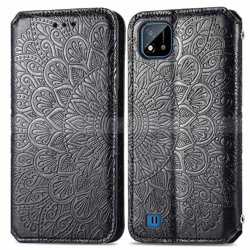 Funda de Cuero Cartera con Soporte Patron de Moda Carcasa S01D para Realme C11 (2021) Negro