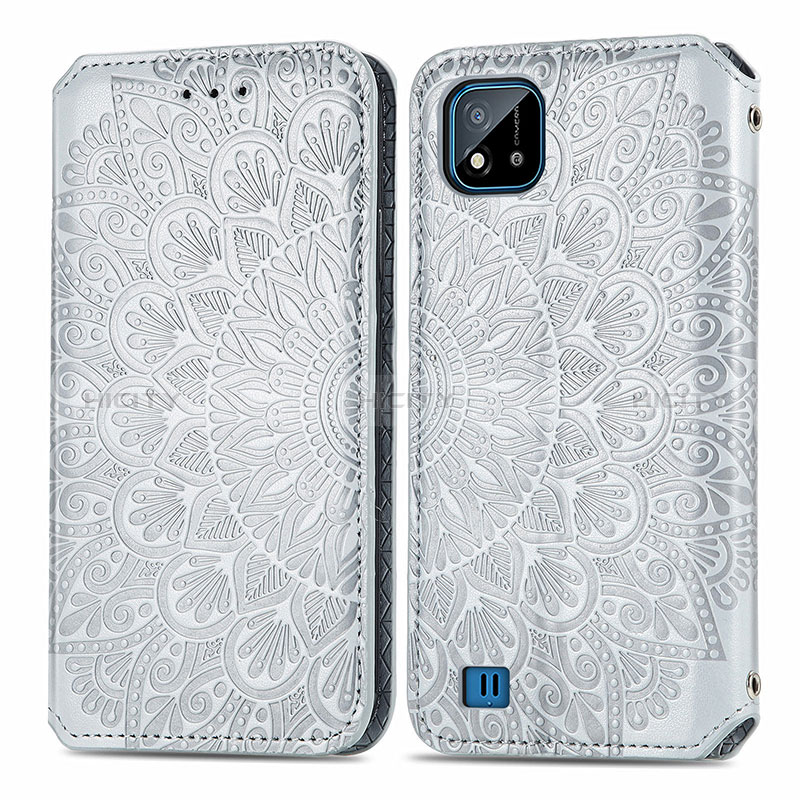 Funda de Cuero Cartera con Soporte Patron de Moda Carcasa S01D para Realme C11 (2021) Plata