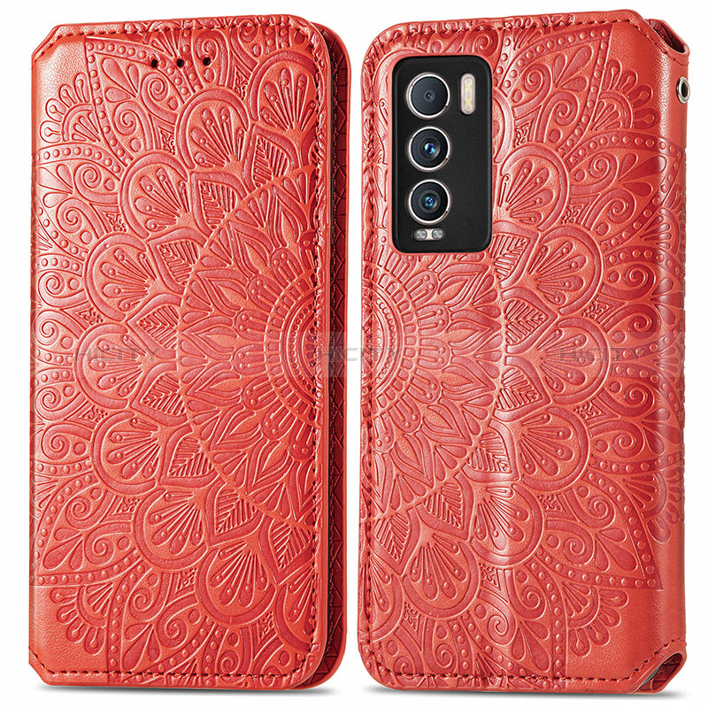 Funda de Cuero Cartera con Soporte Patron de Moda Carcasa S01D para Realme GT Master Explorer 5G Rojo