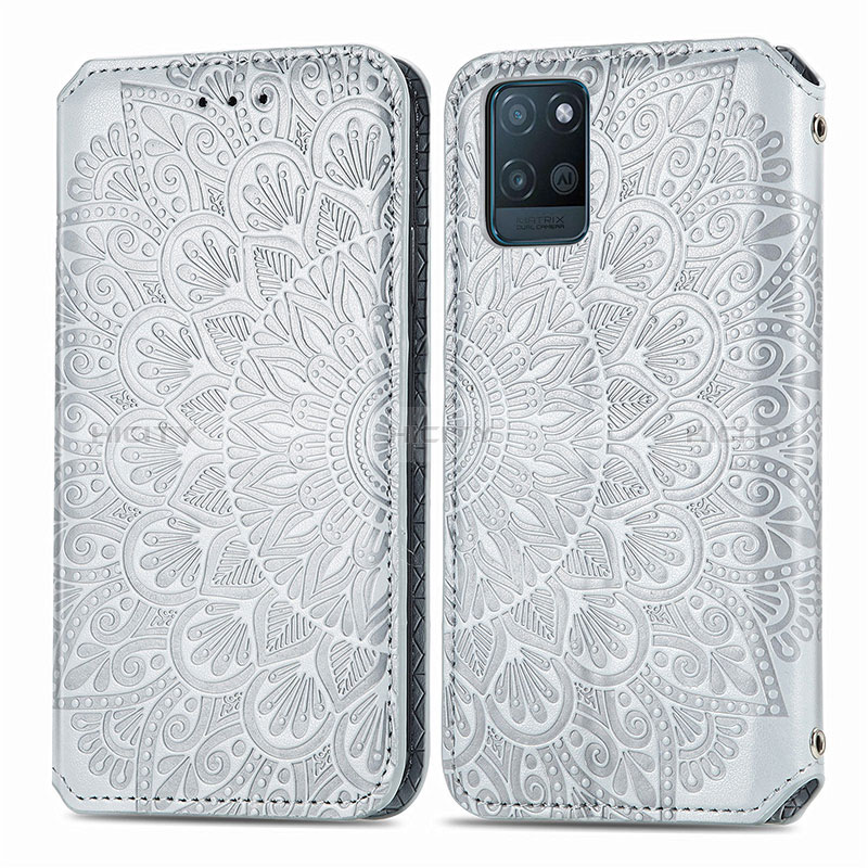 Funda de Cuero Cartera con Soporte Patron de Moda Carcasa S01D para Realme V11s 5G Plata