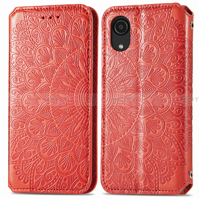 Funda de Cuero Cartera con Soporte Patron de Moda Carcasa S01D para Samsung Galaxy A03 Core Rojo