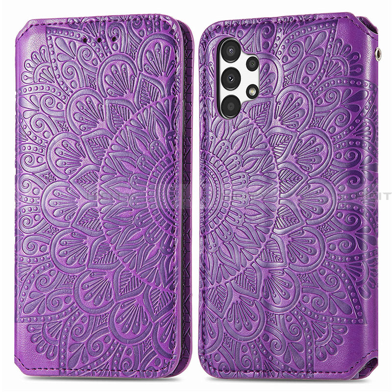 Funda de Cuero Cartera con Soporte Patron de Moda Carcasa S01D para Samsung Galaxy A13 4G Morado