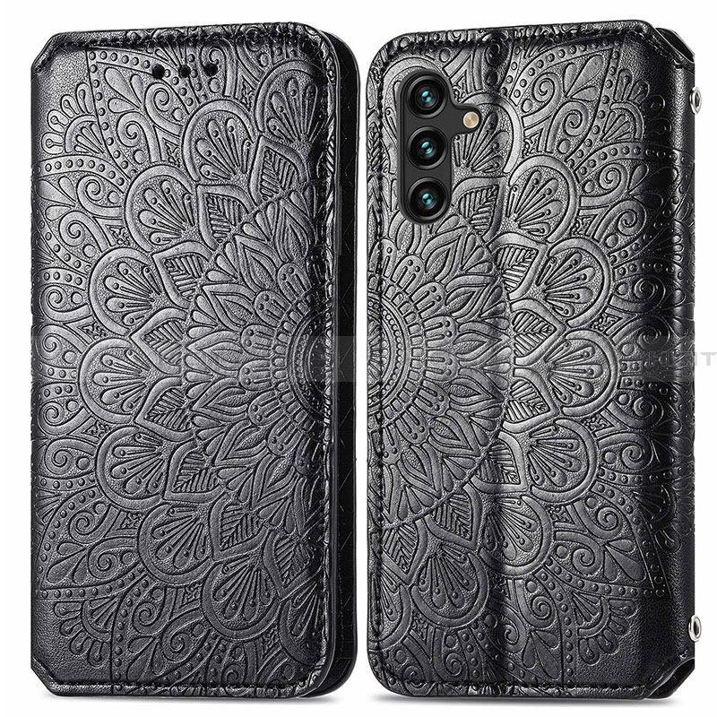 Funda de Cuero Cartera con Soporte Patron de Moda Carcasa S01D para Samsung Galaxy A13 5G Negro