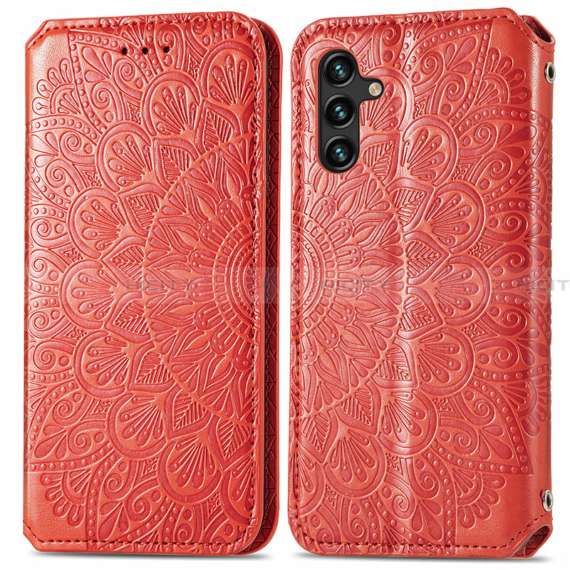 Funda de Cuero Cartera con Soporte Patron de Moda Carcasa S01D para Samsung Galaxy A13 5G Rojo