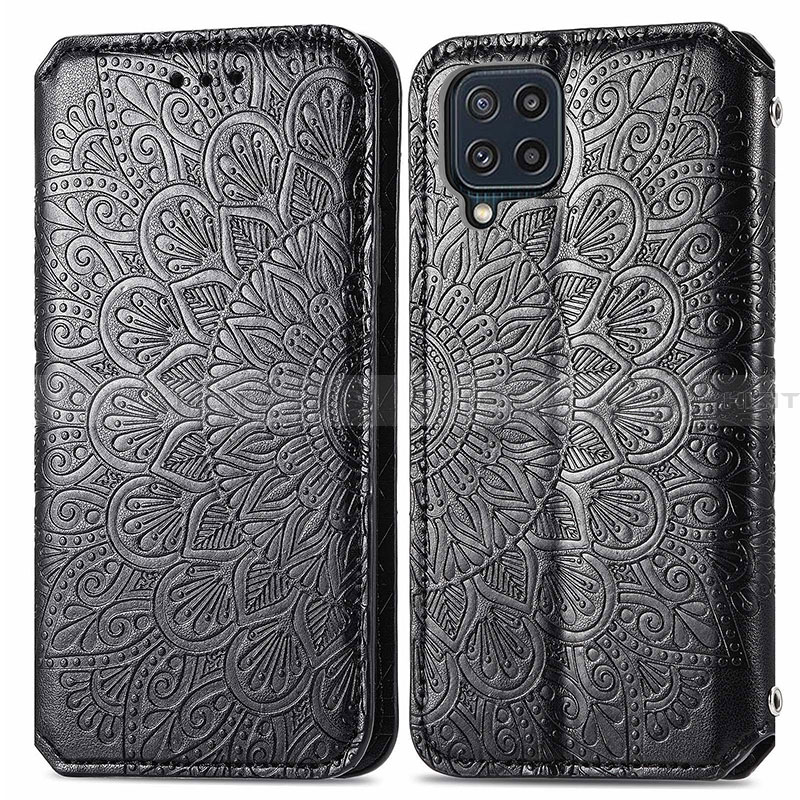 Funda de Cuero Cartera con Soporte Patron de Moda Carcasa S01D para Samsung Galaxy A22 4G Negro