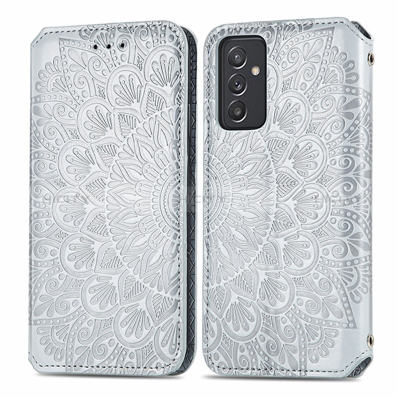 Funda de Cuero Cartera con Soporte Patron de Moda Carcasa S01D para Samsung Galaxy A35 5G Plata