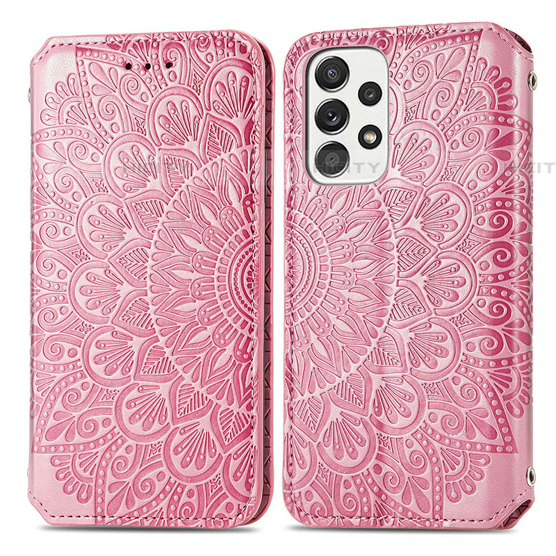 Funda de Cuero Cartera con Soporte Patron de Moda Carcasa S01D para Samsung Galaxy A53 5G Oro Rosa