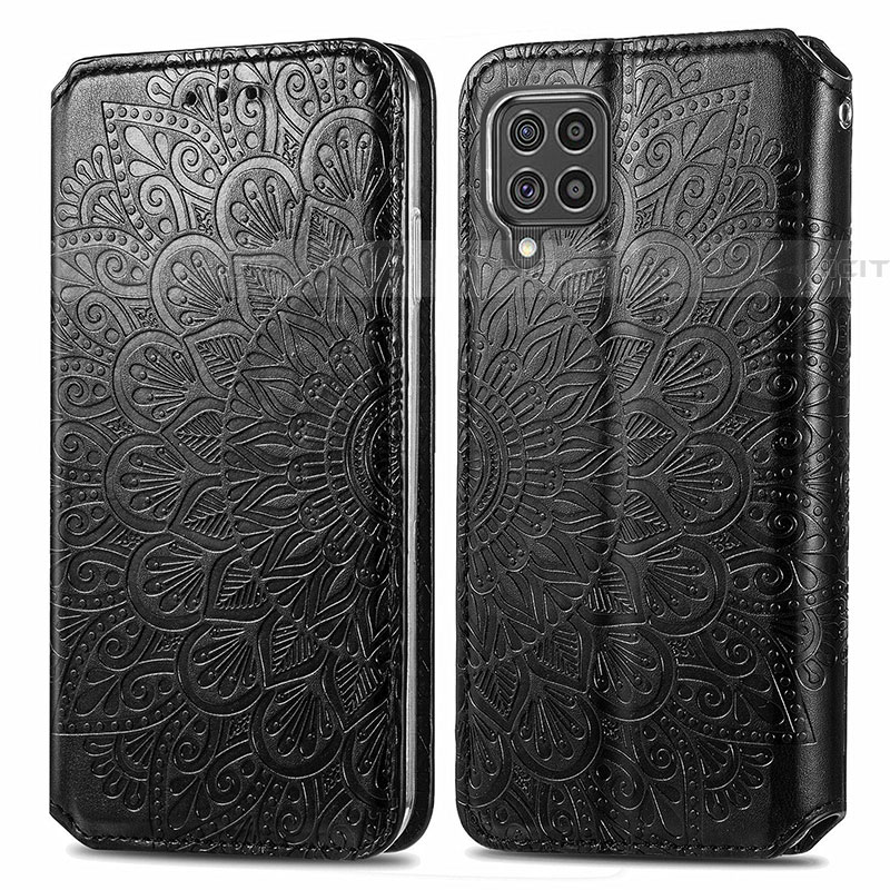 Funda de Cuero Cartera con Soporte Patron de Moda Carcasa S01D para Samsung Galaxy F62 5G Negro