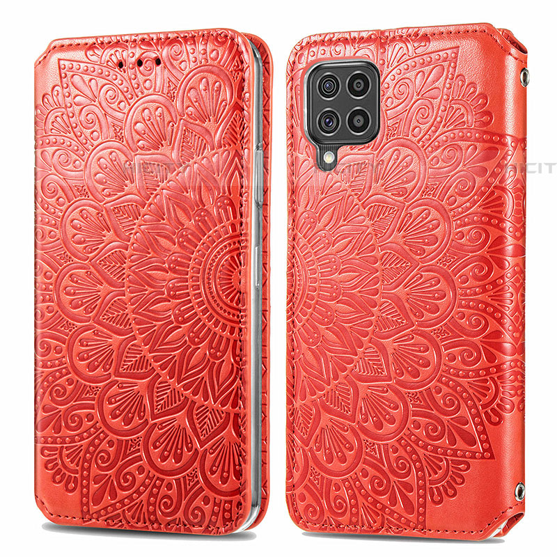 Funda de Cuero Cartera con Soporte Patron de Moda Carcasa S01D para Samsung Galaxy F62 5G Rojo
