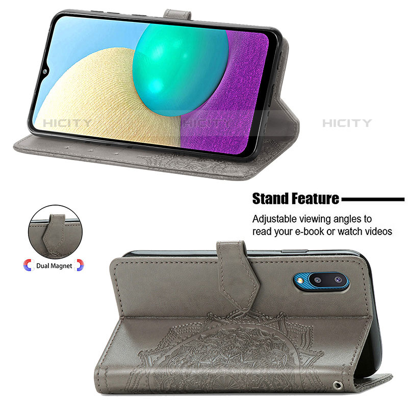 Funda de Cuero Cartera con Soporte Patron de Moda Carcasa S01D para Samsung Galaxy M02