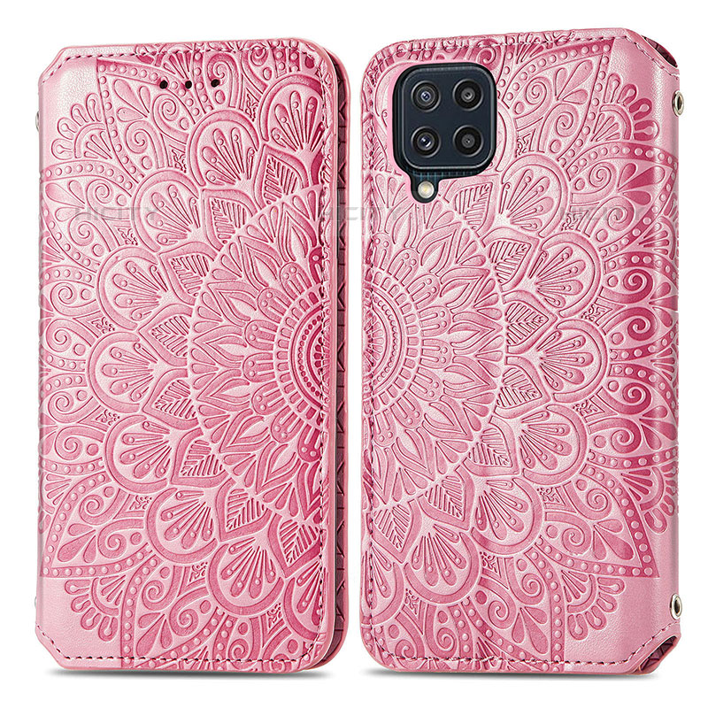 Funda de Cuero Cartera con Soporte Patron de Moda Carcasa S01D para Samsung Galaxy M32 4G Oro Rosa