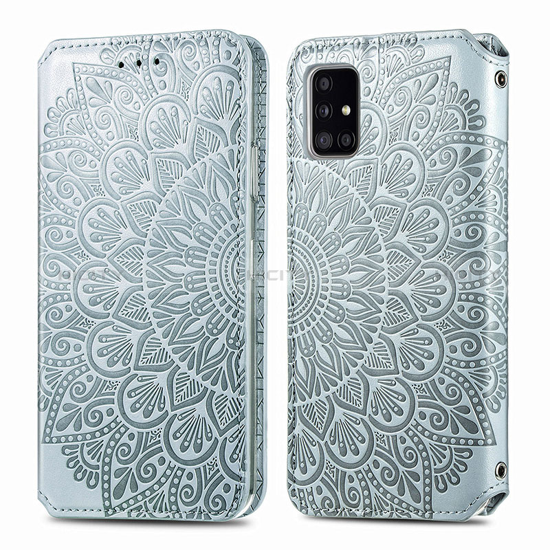 Funda de Cuero Cartera con Soporte Patron de Moda Carcasa S01D para Samsung Galaxy M40S Plata