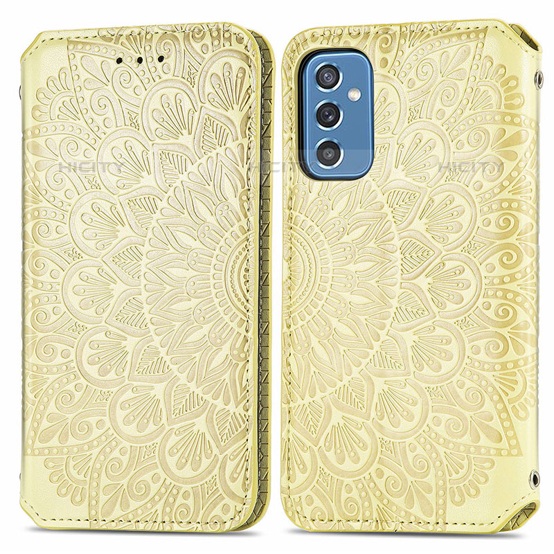 Funda de Cuero Cartera con Soporte Patron de Moda Carcasa S01D para Samsung Galaxy M52 5G Oro