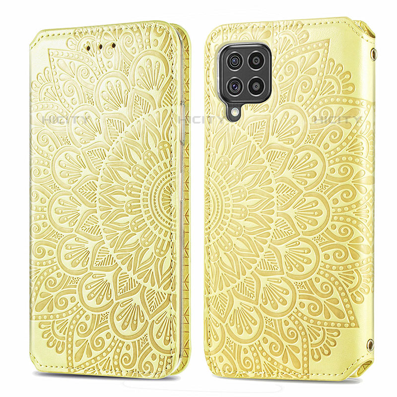 Funda de Cuero Cartera con Soporte Patron de Moda Carcasa S01D para Samsung Galaxy M62 4G Oro