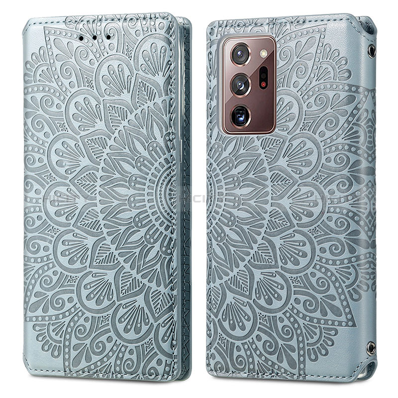 Funda de Cuero Cartera con Soporte Patron de Moda Carcasa S01D para Samsung Galaxy Note 20 Ultra 5G Plata