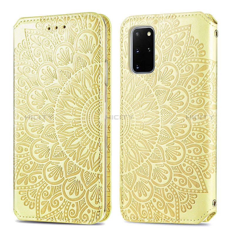 Funda de Cuero Cartera con Soporte Patron de Moda Carcasa S01D para Samsung Galaxy S20 Plus Oro