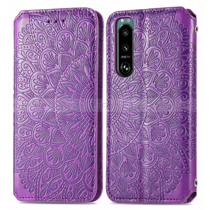 Funda de Cuero Cartera con Soporte Patron de Moda Carcasa S01D para Sony Xperia 5 III SO-53B