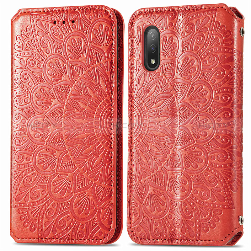 Funda de Cuero Cartera con Soporte Patron de Moda Carcasa S01D para Sony Xperia Ace II SO-41B Rojo