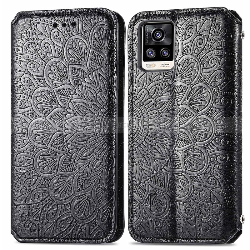 Funda de Cuero Cartera con Soporte Patron de Moda Carcasa S01D para Vivo V20 Negro