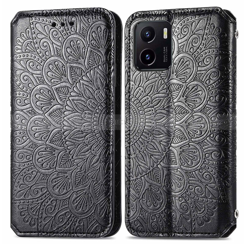 Funda de Cuero Cartera con Soporte Patron de Moda Carcasa S01D para Vivo Y10 Negro