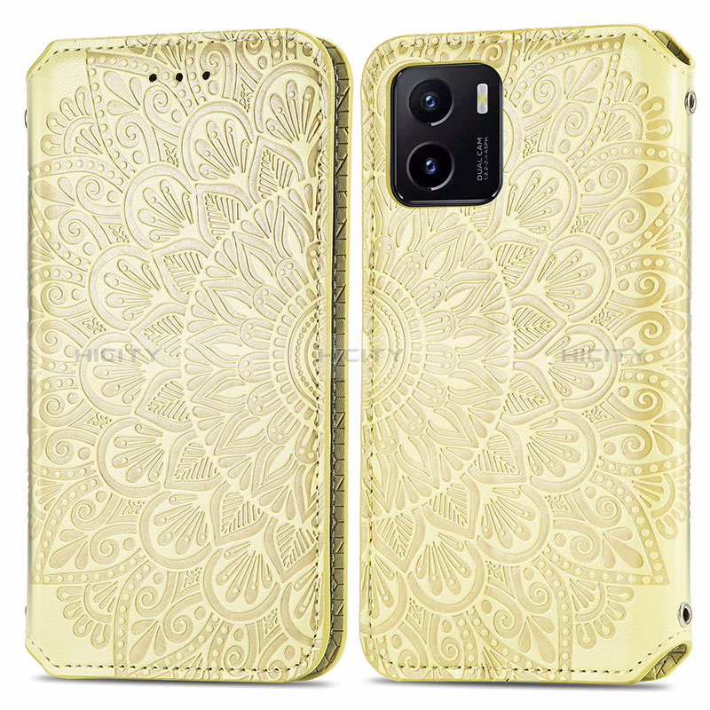 Funda de Cuero Cartera con Soporte Patron de Moda Carcasa S01D para Vivo Y10 t1 Oro