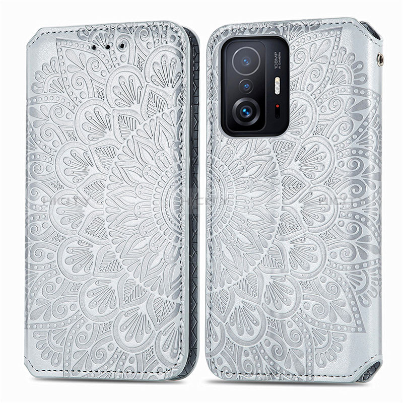 Funda de Cuero Cartera con Soporte Patron de Moda Carcasa S01D para Xiaomi Mi 11T Pro 5G Plata