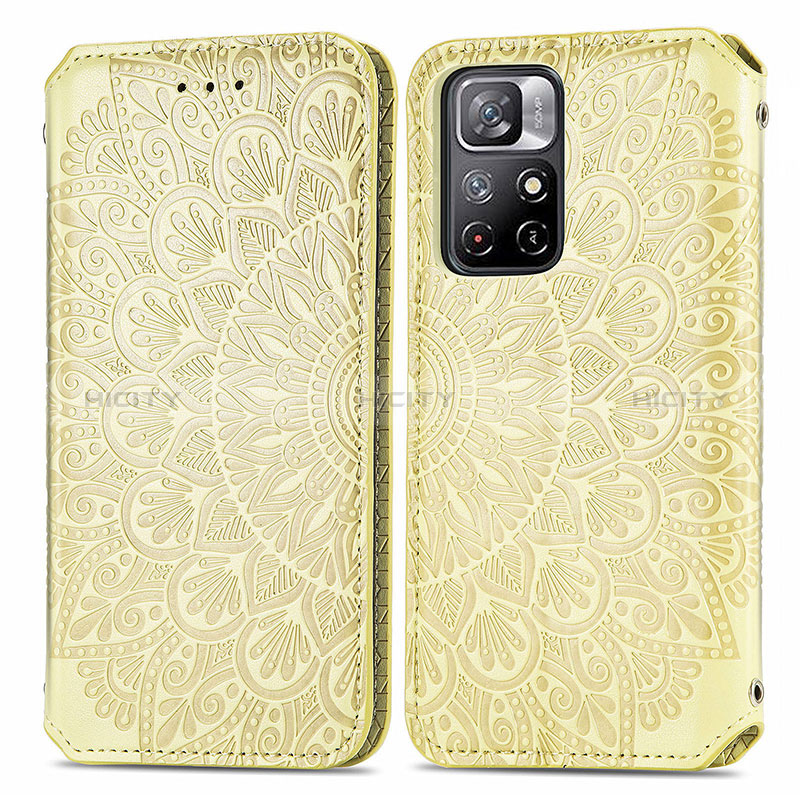 Funda de Cuero Cartera con Soporte Patron de Moda Carcasa S01D para Xiaomi Poco M4 Pro 5G Oro