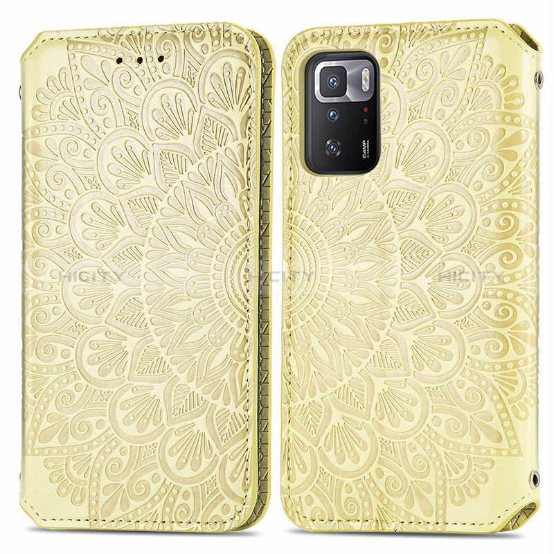 Funda de Cuero Cartera con Soporte Patron de Moda Carcasa S01D para Xiaomi Poco X3 GT 5G Oro