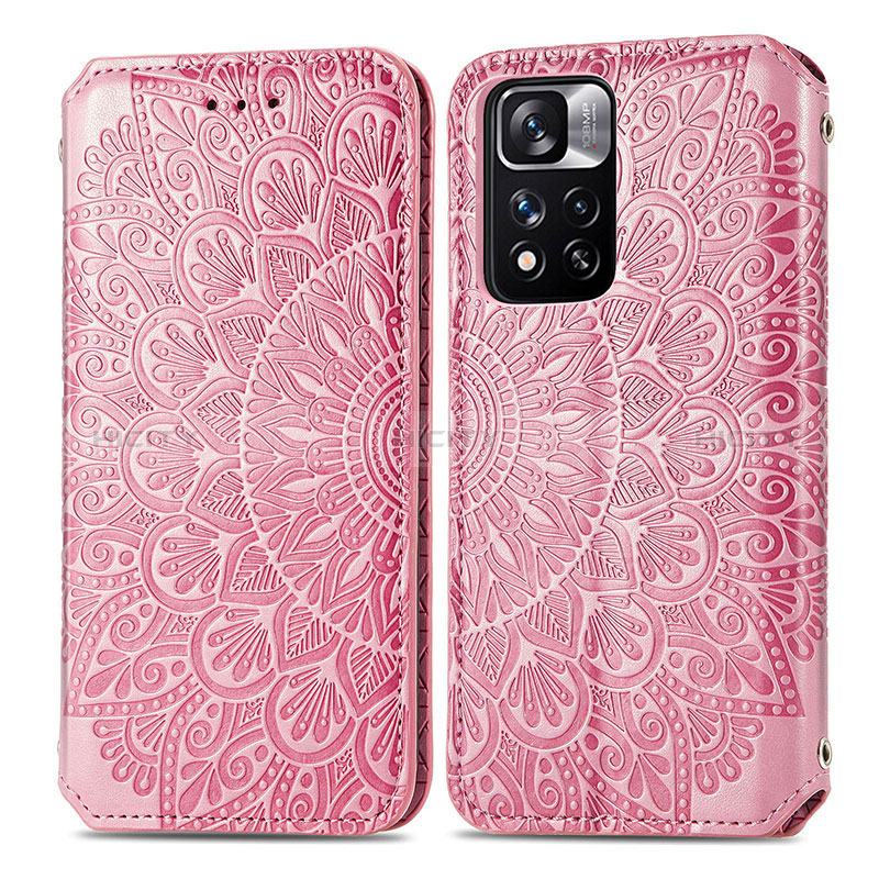 Funda de Cuero Cartera con Soporte Patron de Moda Carcasa S01D para Xiaomi Poco X4 NFC Oro Rosa