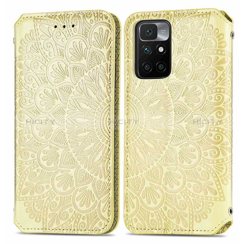 Funda de Cuero Cartera con Soporte Patron de Moda Carcasa S01D para Xiaomi Redmi 10 (2022) Oro