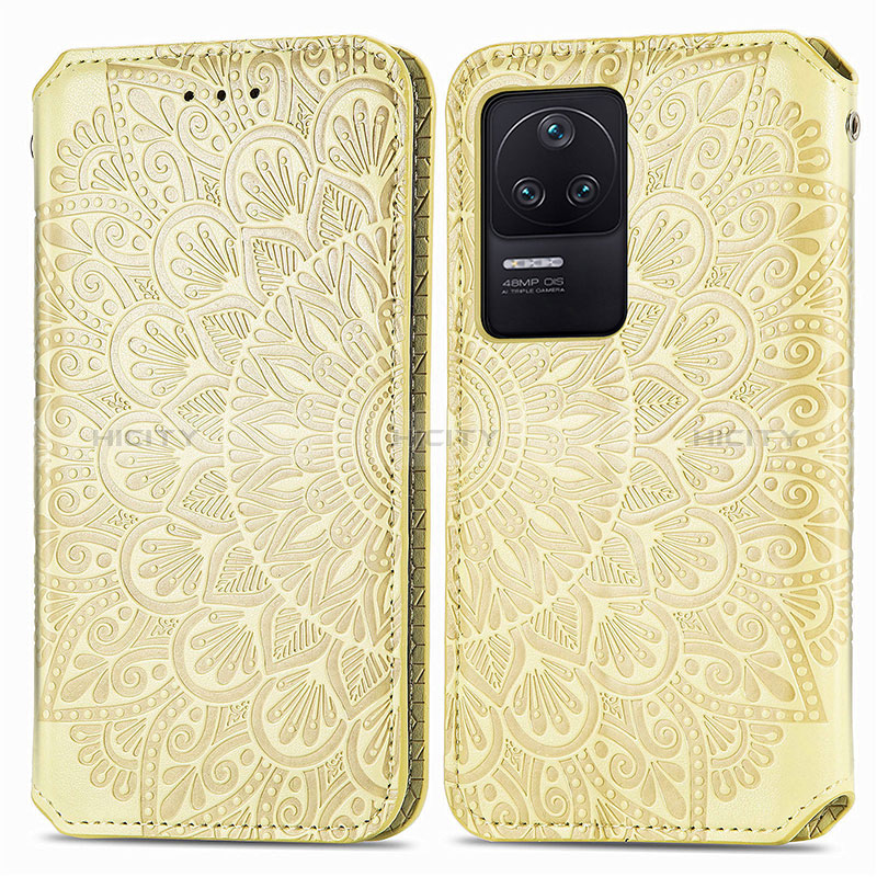 Funda de Cuero Cartera con Soporte Patron de Moda Carcasa S01D para Xiaomi Redmi K40S 5G Oro