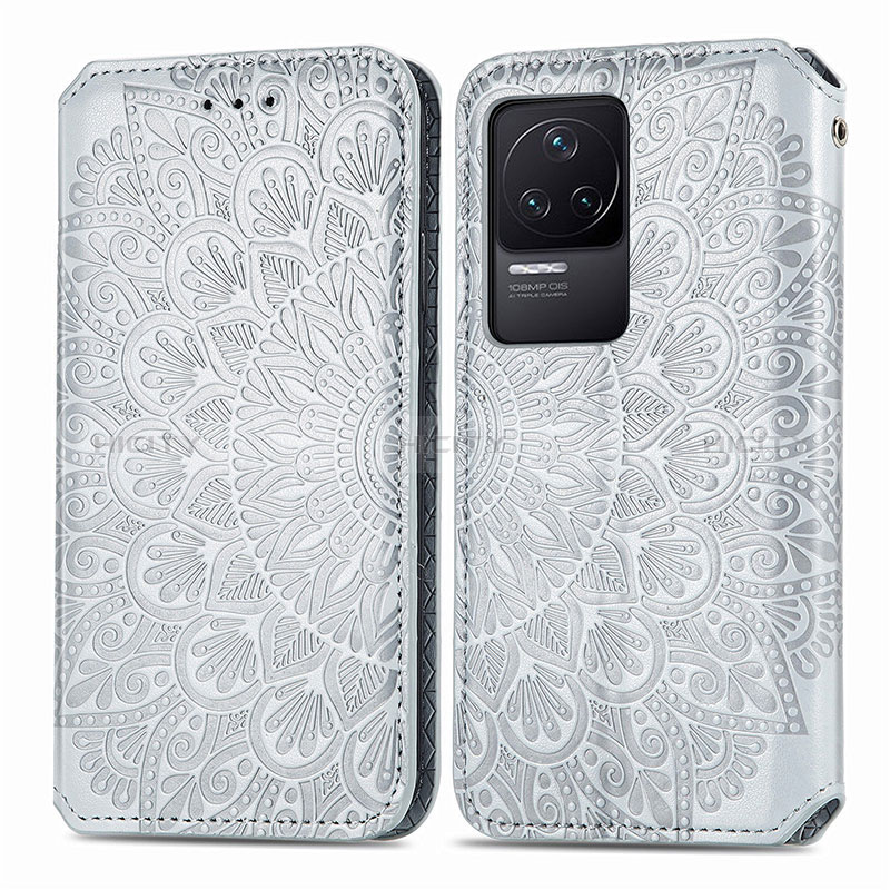 Funda de Cuero Cartera con Soporte Patron de Moda Carcasa S01D para Xiaomi Redmi K50 5G Plata