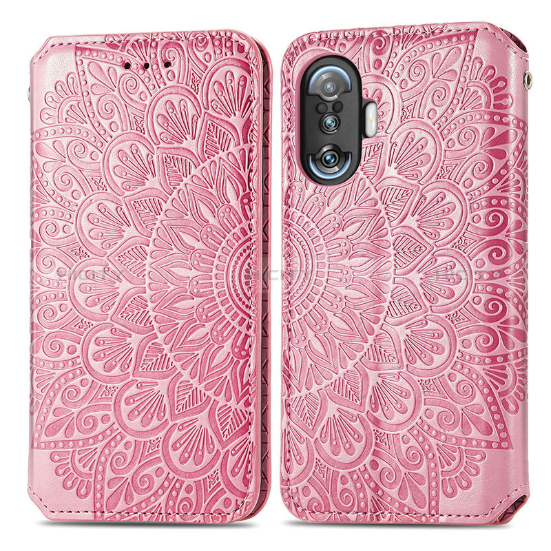 Funda de Cuero Cartera con Soporte Patron de Moda Carcasa S01D para Xiaomi Redmi K50 Gaming 5G Oro Rosa