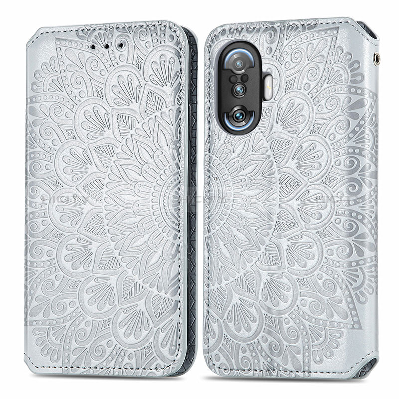 Funda de Cuero Cartera con Soporte Patron de Moda Carcasa S01D para Xiaomi Redmi K50 Gaming 5G Plata