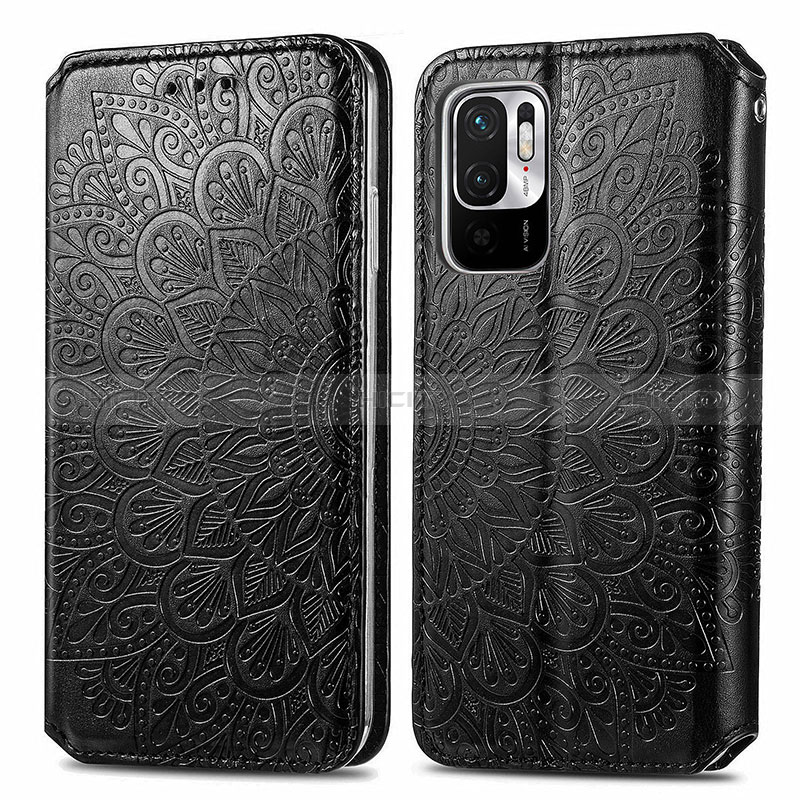 Funda de Cuero Cartera con Soporte Patron de Moda Carcasa S01D para Xiaomi Redmi Note 10 5G Negro