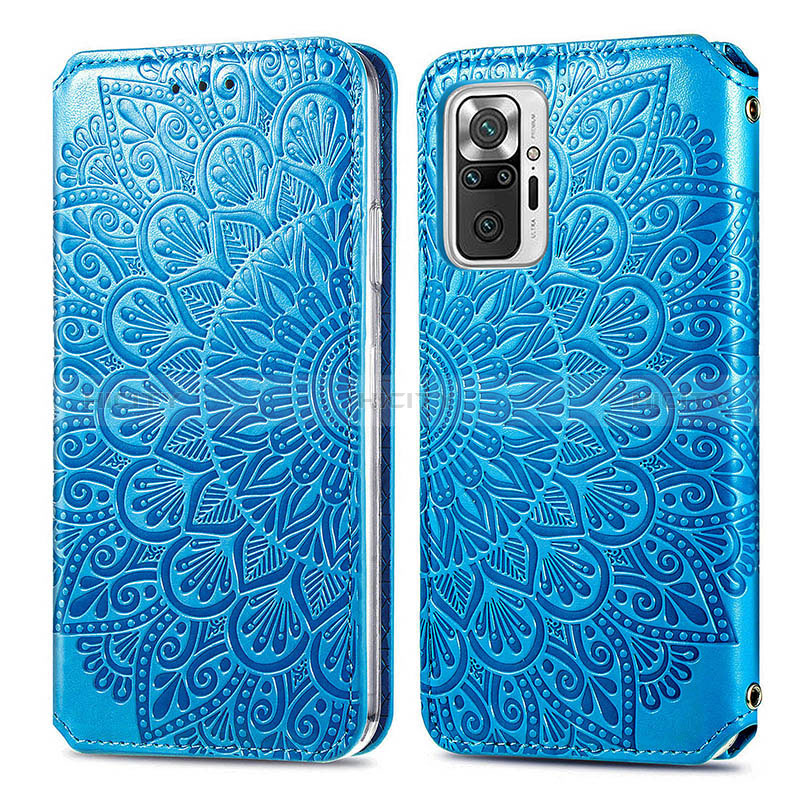 Funda de Cuero Cartera con Soporte Patron de Moda Carcasa S01D para Xiaomi Redmi Note 10 Pro 4G Azul