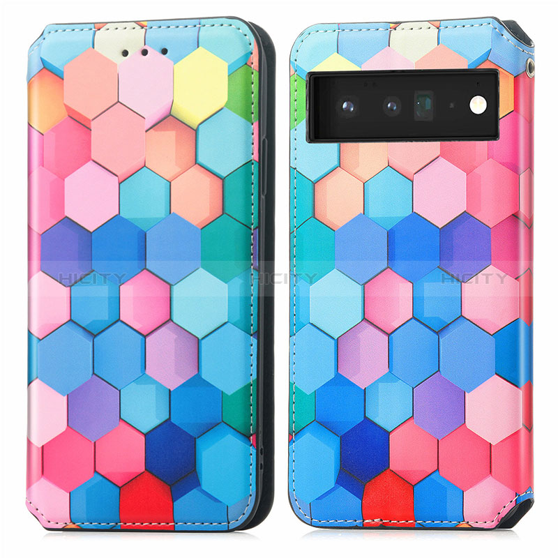 Funda de Cuero Cartera con Soporte Patron de Moda Carcasa S02D para Google Pixel 6 5G