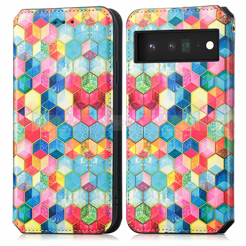 Funda de Cuero Cartera con Soporte Patron de Moda Carcasa S02D para Google Pixel 6 5G