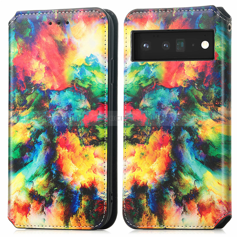 Funda de Cuero Cartera con Soporte Patron de Moda Carcasa S02D para Google Pixel 6 5G Multicolor