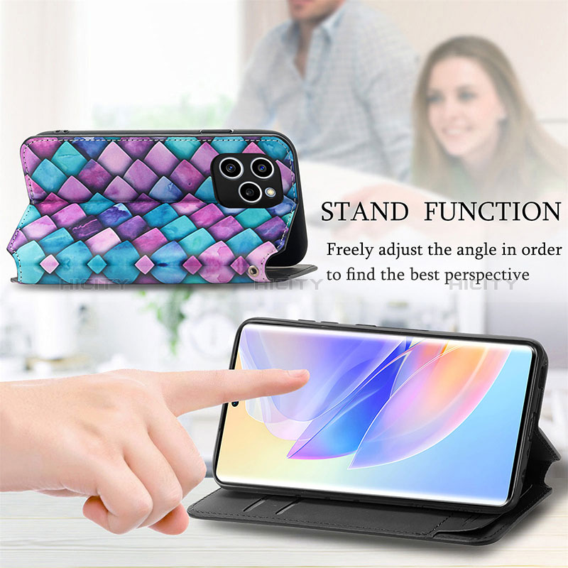 Funda de Cuero Cartera con Soporte Patron de Moda Carcasa S02D para Huawei Honor 60 SE 5G