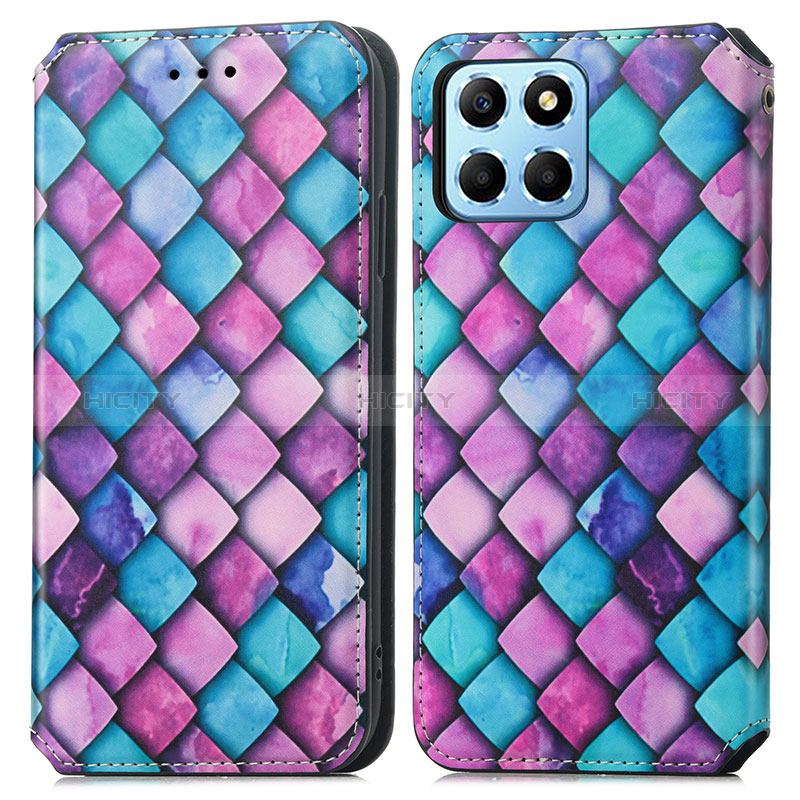 Funda de Cuero Cartera con Soporte Patron de Moda Carcasa S02D para Huawei Honor 70 Lite 5G Morado