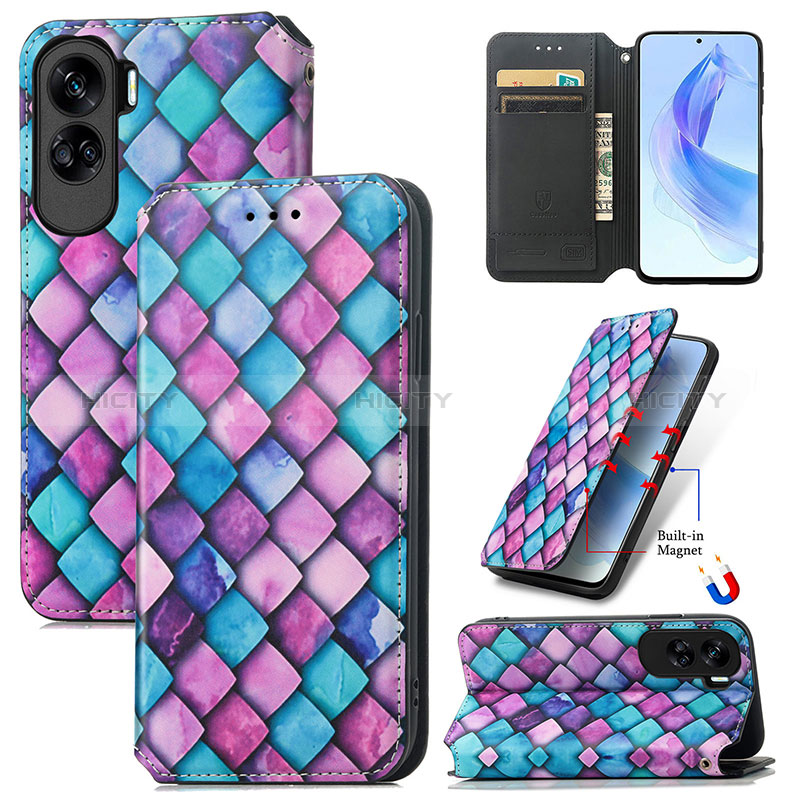 Funda de Cuero Cartera con Soporte Patron de Moda Carcasa S02D para Huawei Honor 90 Lite 5G