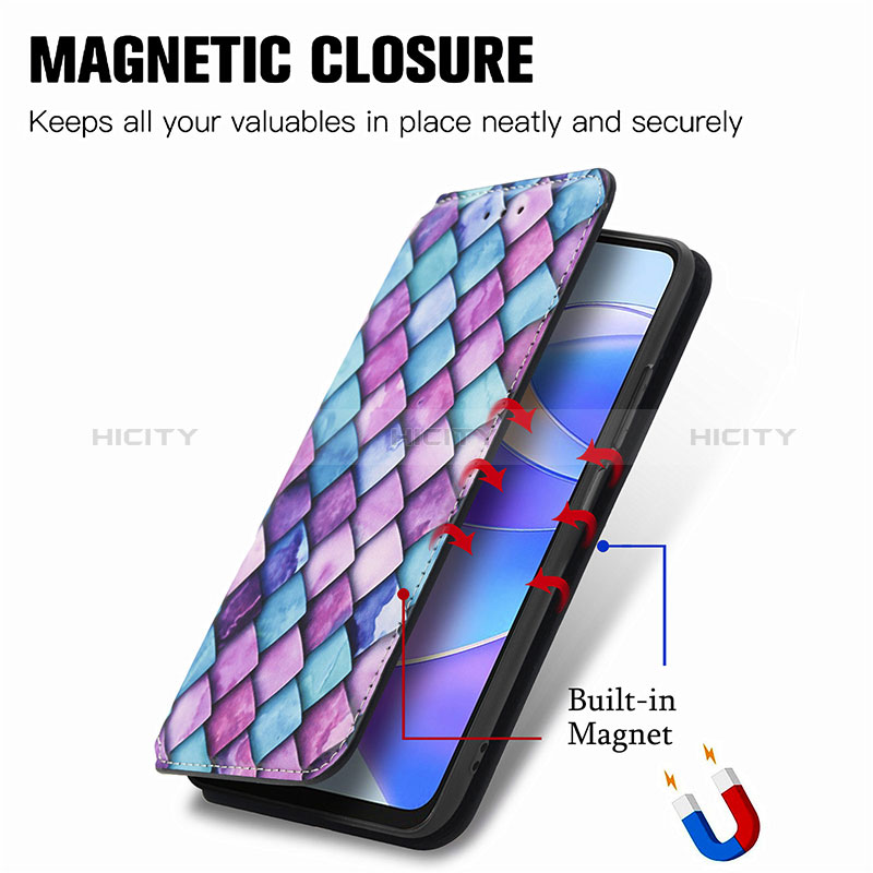 Funda de Cuero Cartera con Soporte Patron de Moda Carcasa S02D para Huawei Honor X7a